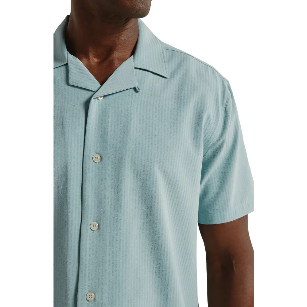7 Diamond Men's 4 Way Stretch Vance Textured Stretch Camp Shirt Seafoam Green L